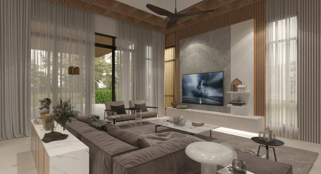 Villa D'Polo living room interior with high ceilings